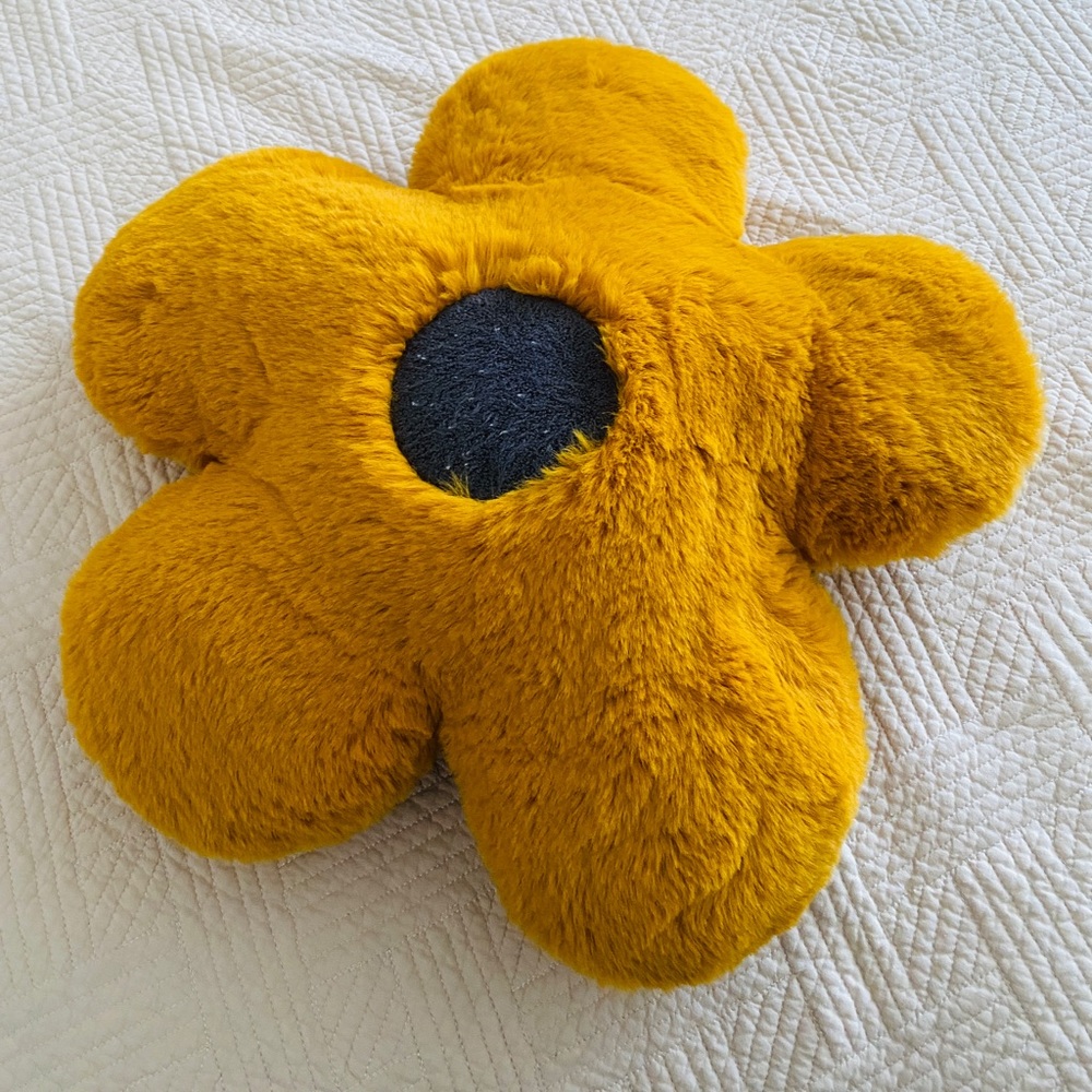 Faux fur flower throw pillow